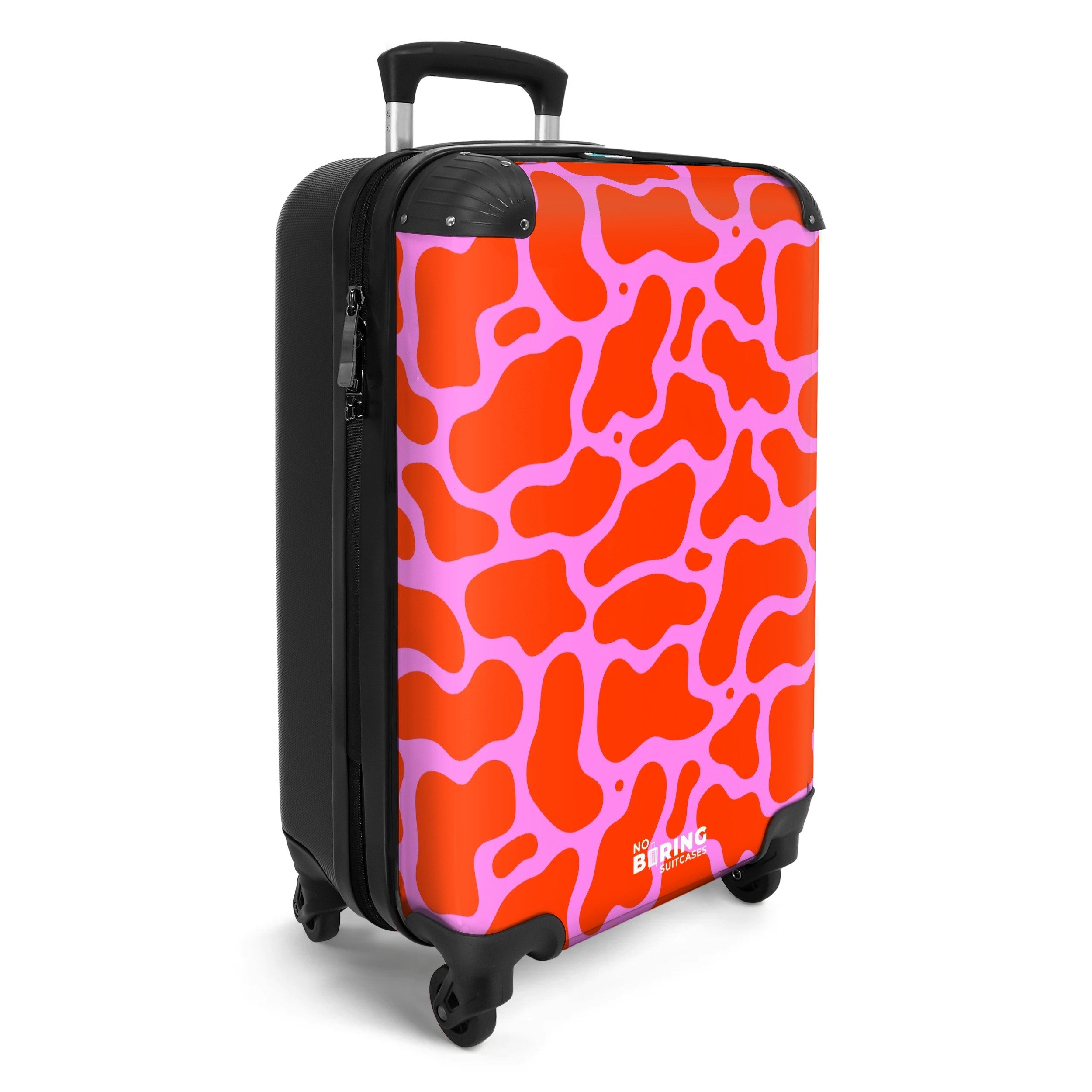 NoBoringSuitcases.com© Hartschalen-Trolley Organisches Punktmuster in Rot und Rosa 55x35x20cm, 4 Rollen, Handgepäck Koffer & Trolleys, Luggage, Reisekoffer Frauen