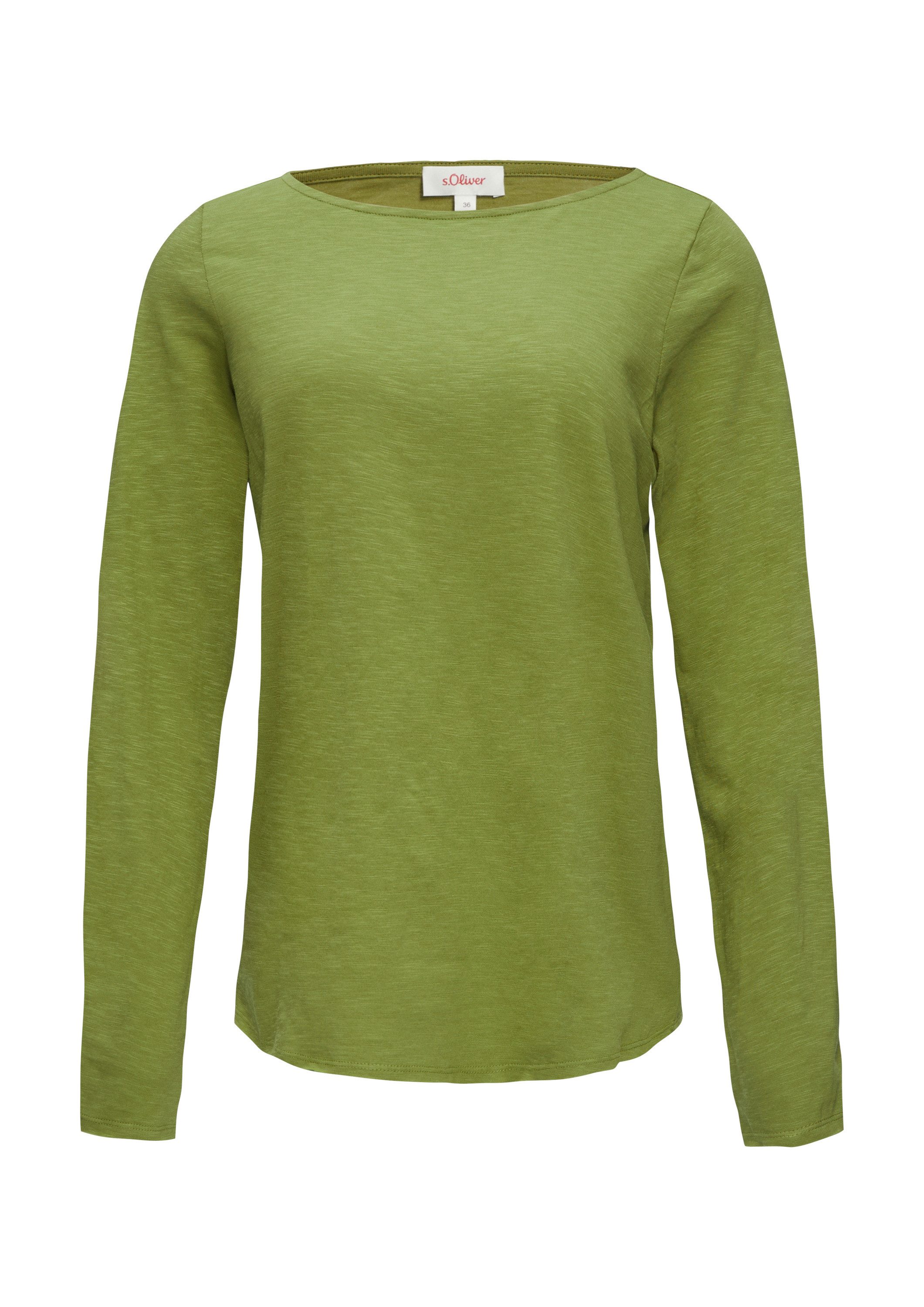 s.Oliver Langarmshirt T-Shirt Longsleeve mit Flammgarnstruktur und U-Boot-A günstig online kaufen