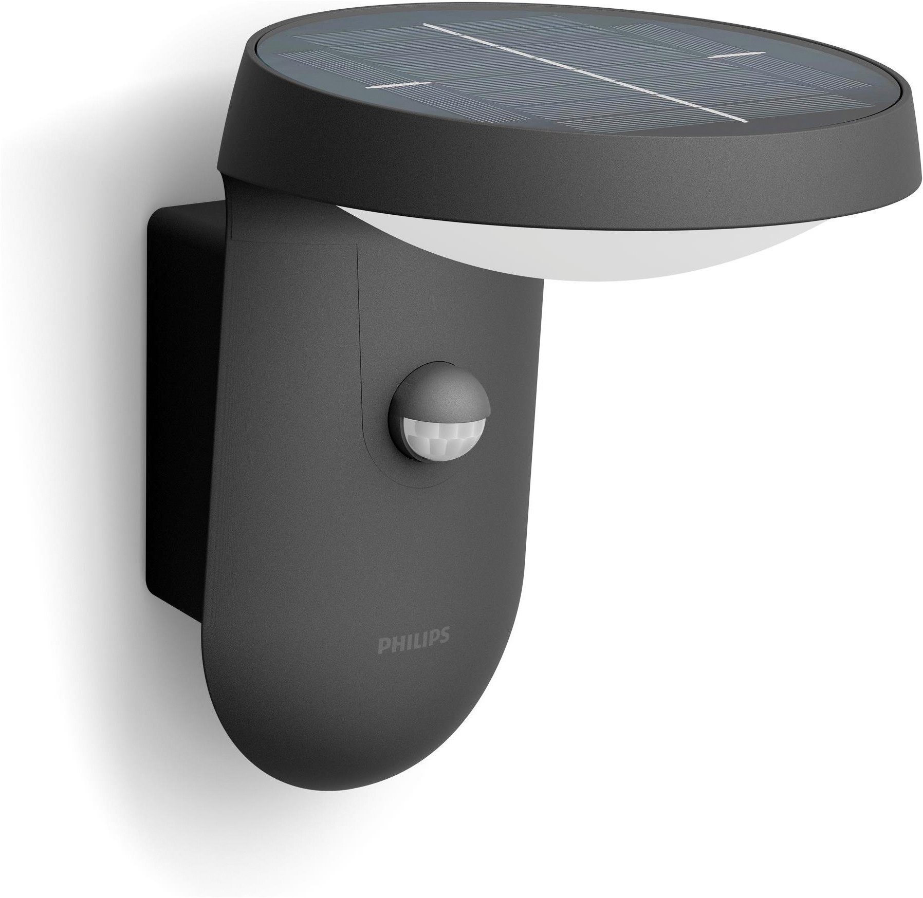 Philips LED Solarleuchte Outdoor Ultra Efficient Tyla, 1.2W, 3000 Kelvin, anthrazit, Abschaltautomatik, Bewegungsmelder, Dimmfunktion, Leuchtdauer einstellbar, Memoryfunktion, Nachtlichtfunktion, Tageslichtsensor, Timerfunktion, mehrere Helligkeitsstufen, LED fest integriert, Warmweiß