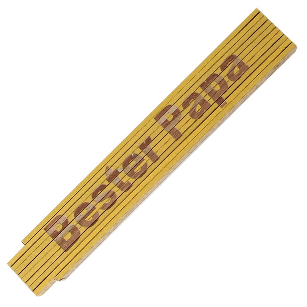 Zollstock Maßstab Laser Gravur Spruch Bester Papa goldfarben, 90° Rasterung und Winkelmesser