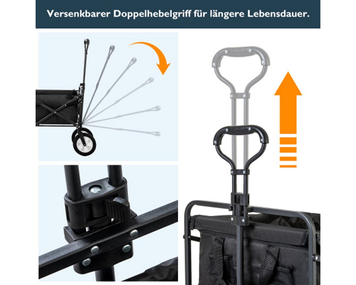 Thumbnail - Welikera Bollerwagen Faltbarer Handwagen Gartenwagen, Getränkehalter aus Mesh