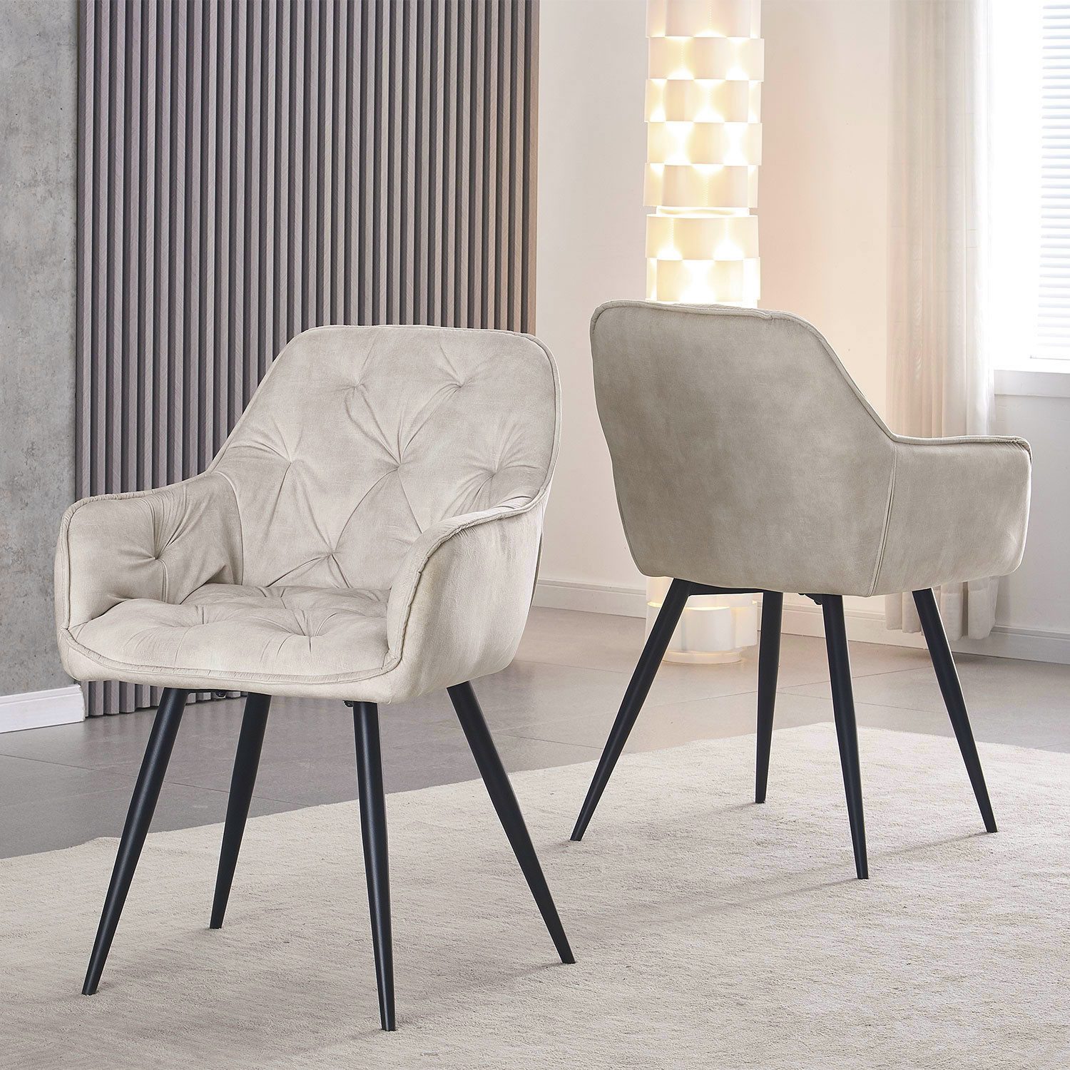 B&D home Polsterstuhl DIETER (2er Set, 2 St), Steppung, mit Armlehnen