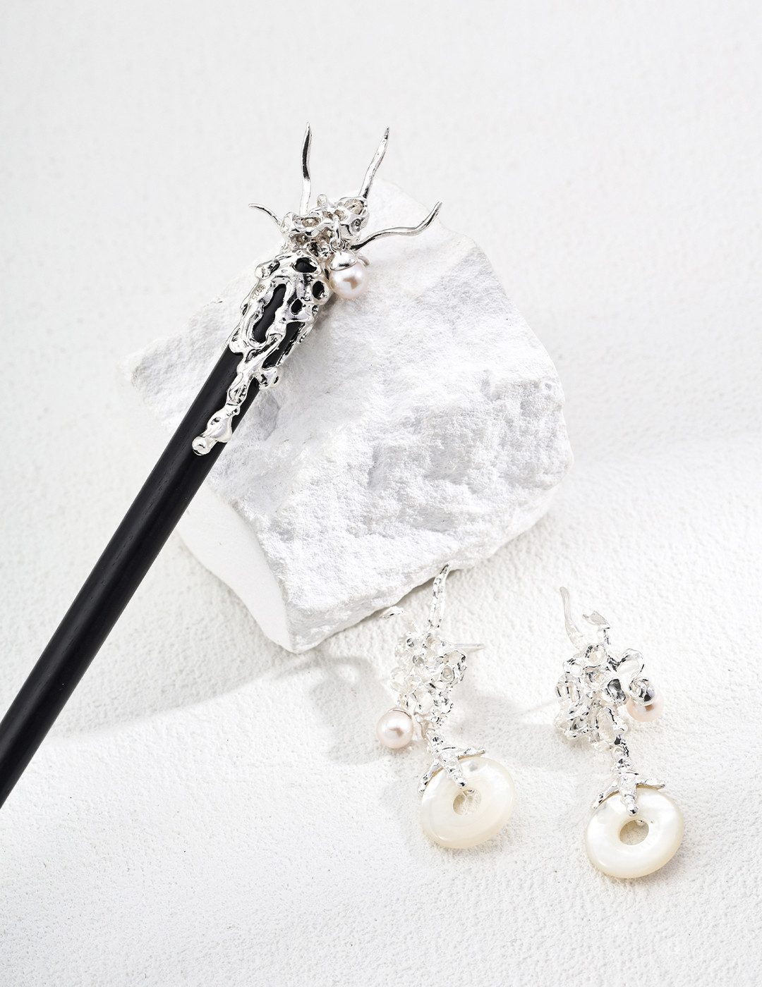 Jumpeak Haarnadel S925 Silber Chinesische Haarnadel,Haarnadel Holz,Perlen,Haarschmuck, haarschmuck für zöpfe,18K Vergoldet,Geschenk für Schwestern,Jahrestag