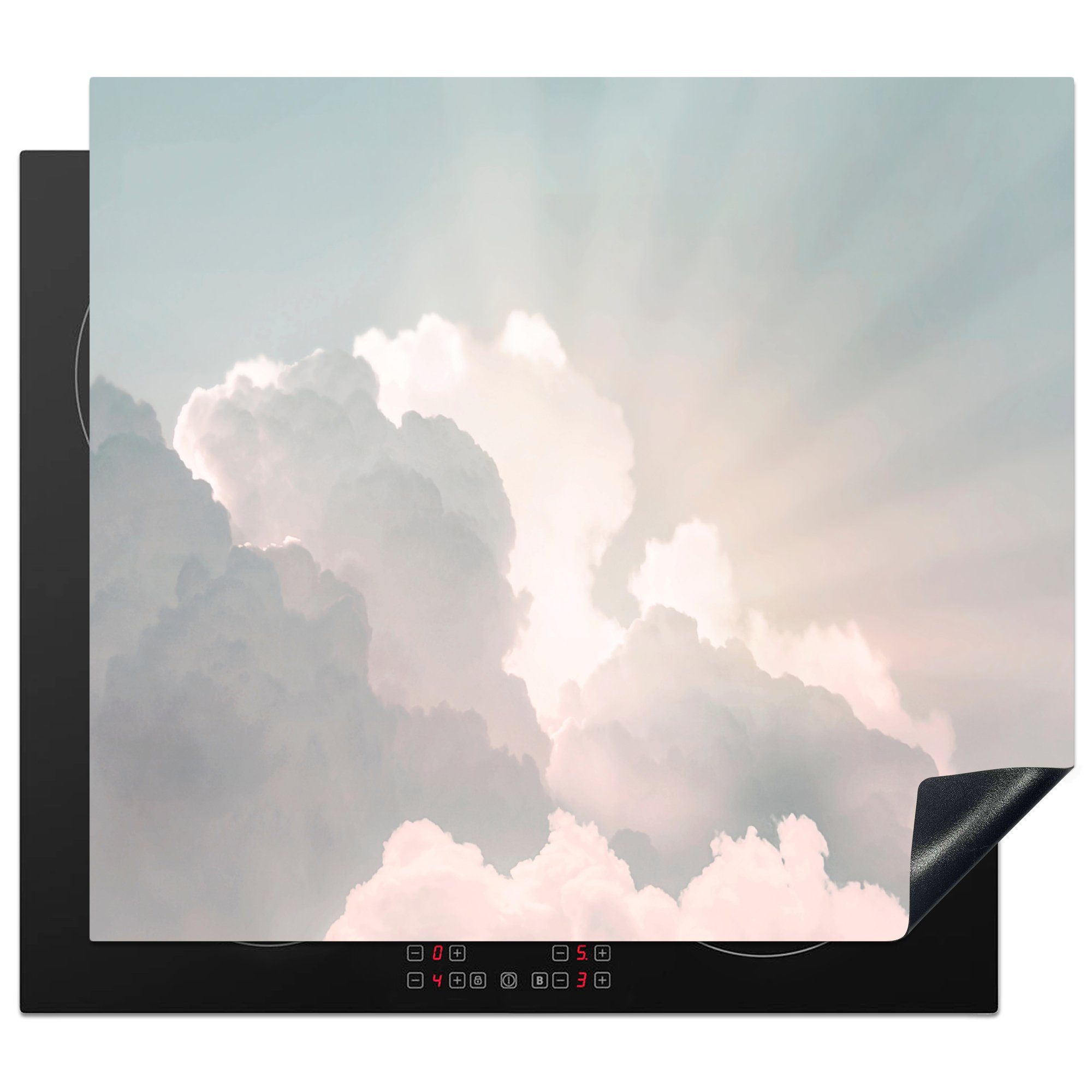 MuchoWow Herdblende-/Abdeckplatte Himmel - Wolken - Sonne - Natur, Vinyl, (1 tlg), 60x52 cm, Mobile Arbeitsfläche nutzbar, Ceranfeldabdeckung