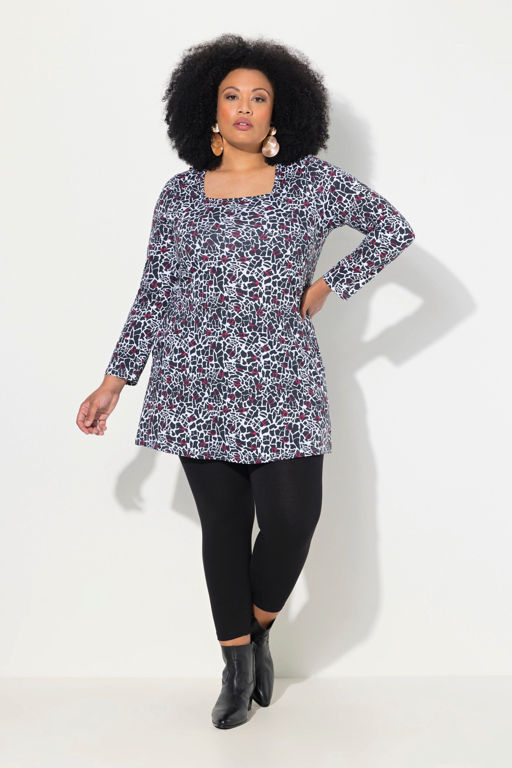 Ulla Popken Longshirt Longshirt gemustert A-Linie günstig online kaufen