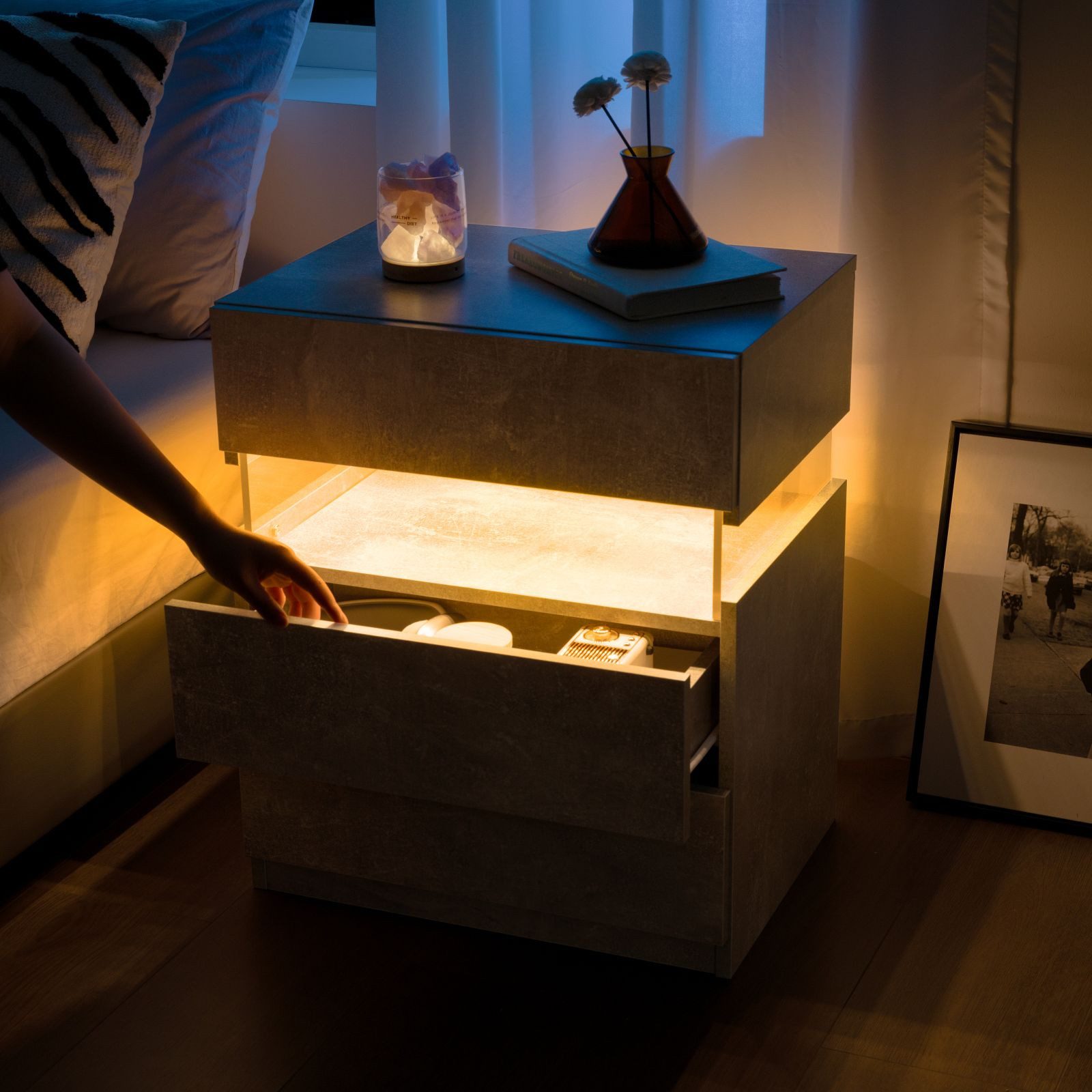 OKWISH Nachttisch Nachtschrank,Nachtkonsole,Nightstand mit 3 Schubladen günstig online kaufen