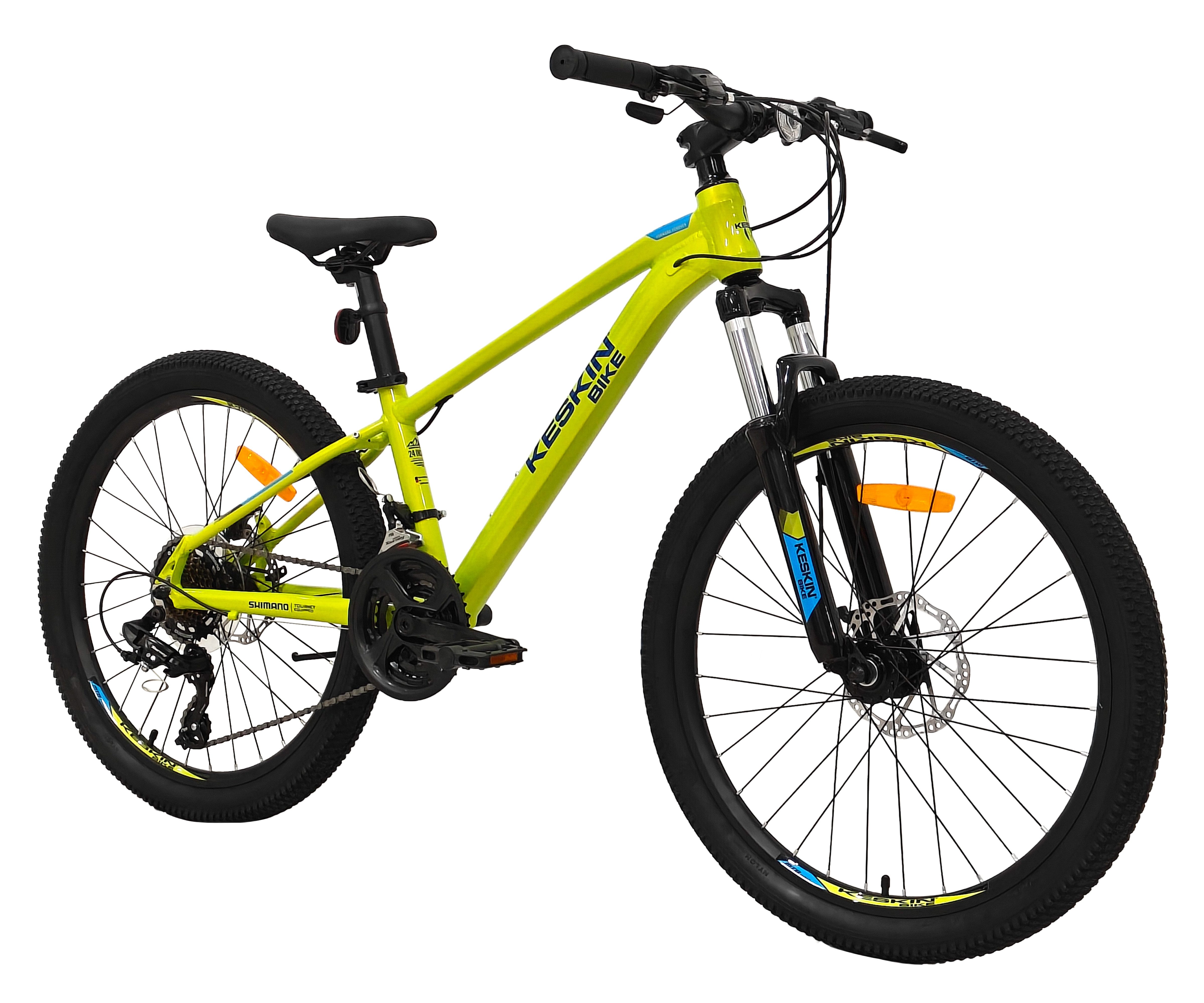 Keskin eBike Mountainbike Keskin MTB1 – 24 Zoll Kinderfahrrad für Jungen und Mädchen, 21 Gang Shimano RD-TY300/EF500 Schaltwerk, Kettenschaltung, (Aluminiumrahmen, mechanischen Scheibenbremsen), mit 24"x 2,35" Luftreifen ideal für Gelände und Alltag