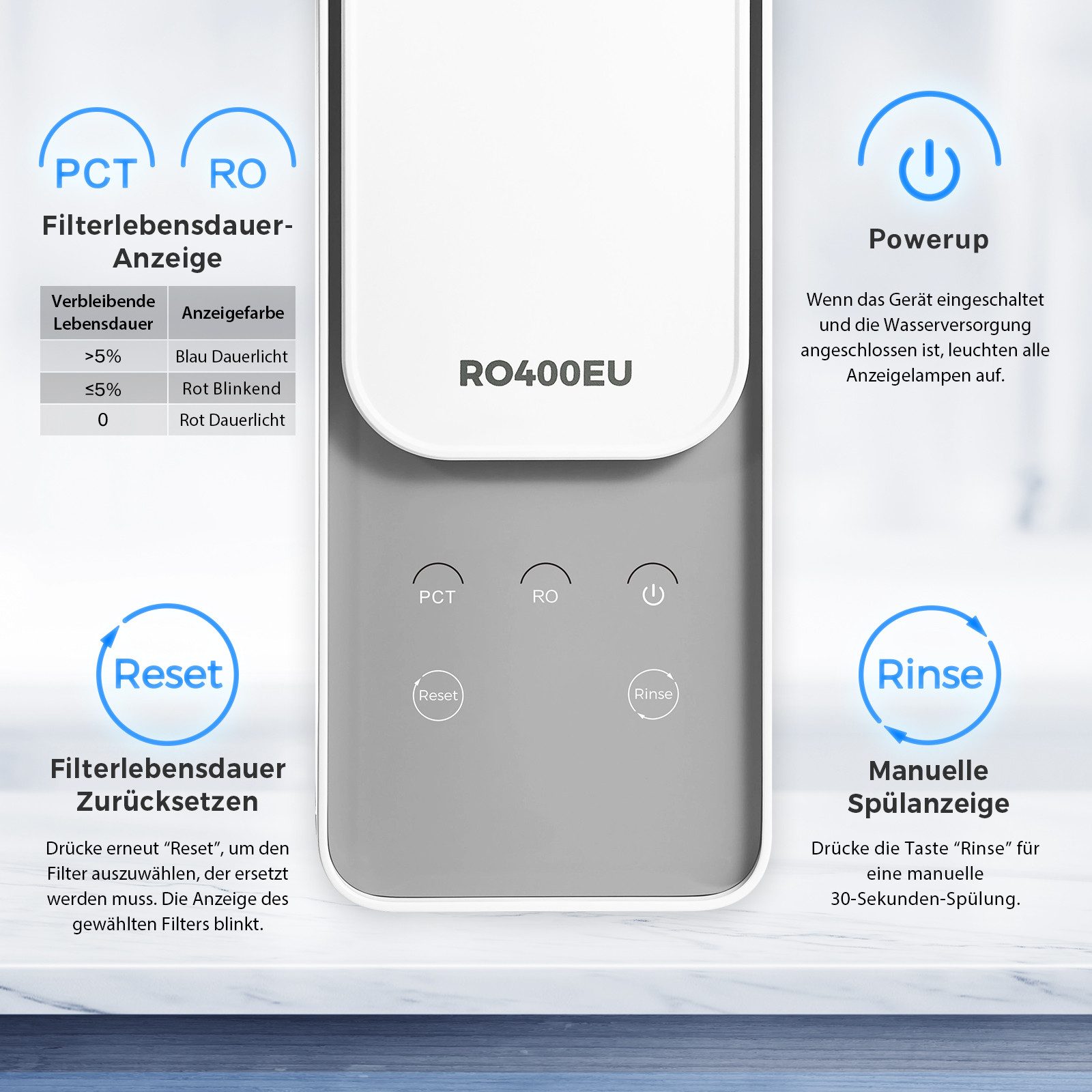 iSpring Wasserhahn-Wasserfilter RO400EU Umkehrosmoseanlage, 400GPD tanklos, unter der Spüle (1 St) – Bild 5 von 5