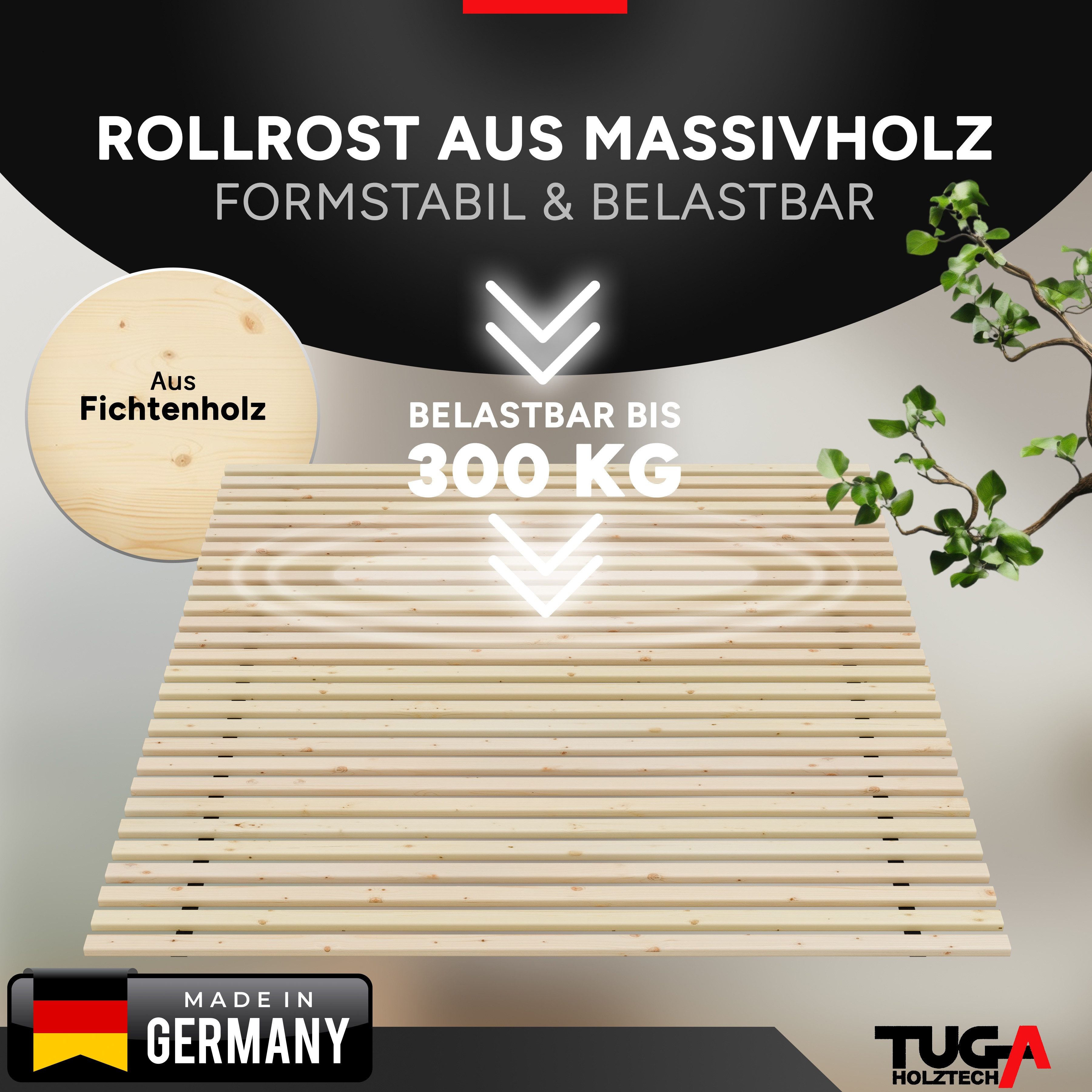 Rollrost Lattenrost Rolllattenrost 24mm 70 x 190 cm Flächenlast 300kg Bettrost, TUGA-Holztech, 70cm 80cm 90cm 100cm 120cm 140cm 160cm 180cm 200cm Lg190 200 210 220cm