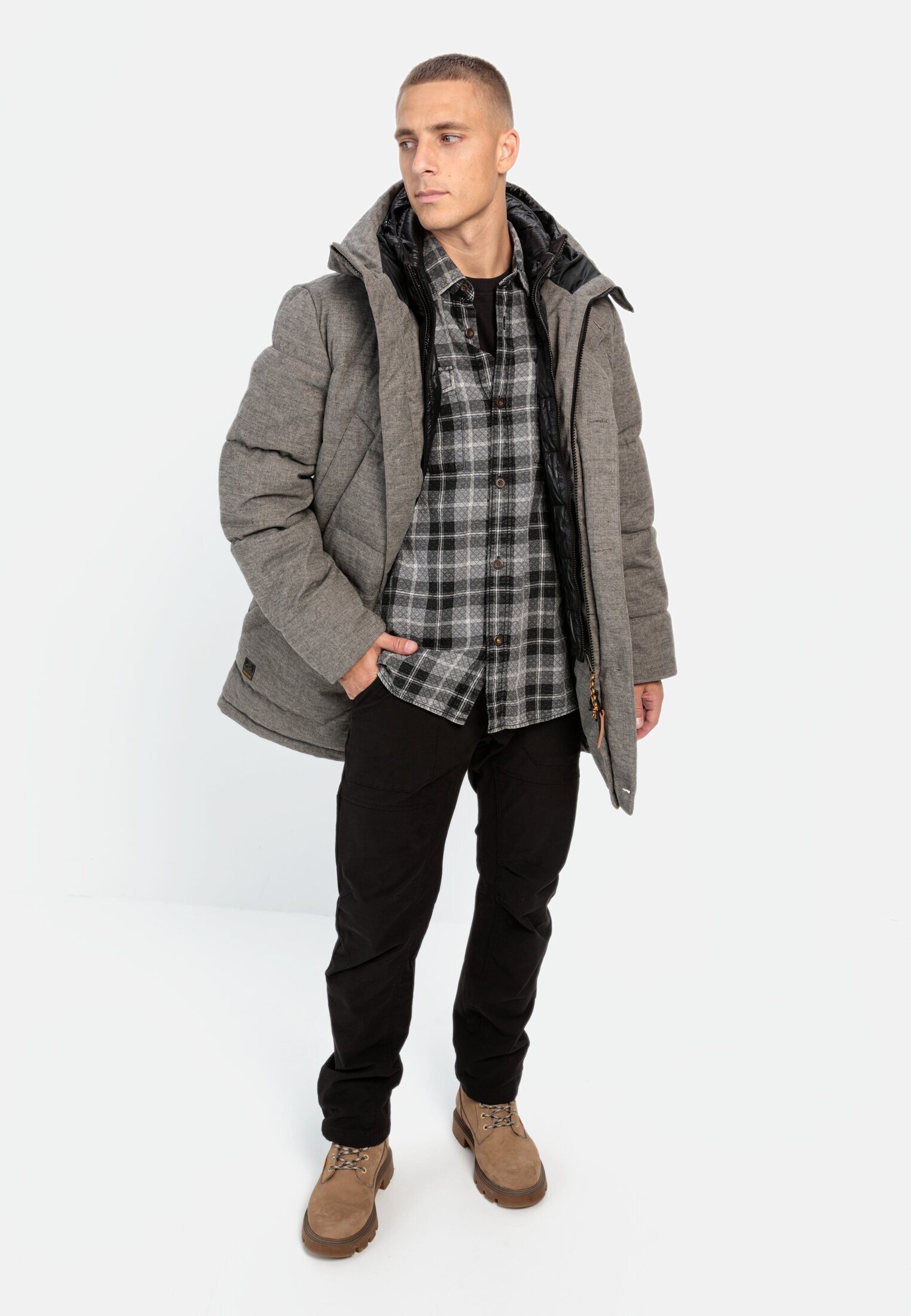 camel active Wintermantel mit abnehmbarem Kapuzenfutter Langarm Kapuze