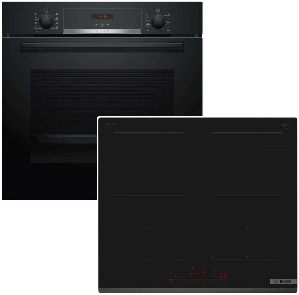 BOSCH Backofen-Set Schnellaufheizung Teleskop + Induktionskochfeld QuickStart autark 60cm