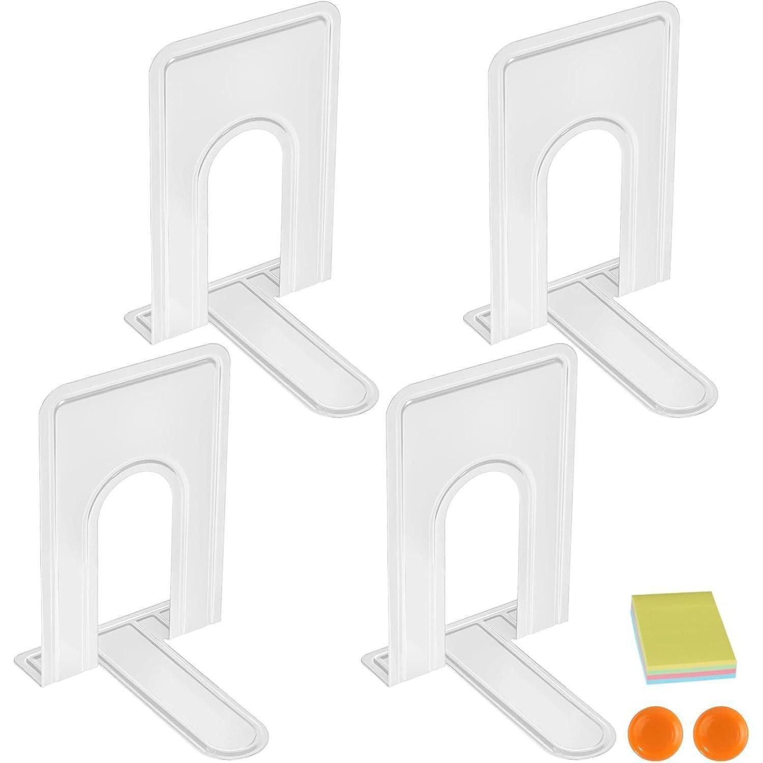 LuxusKollektion Buchstütze Buchstützen Metall Buchhalter Magazin Bücher CD DVD Büro 4 Stück Weiß