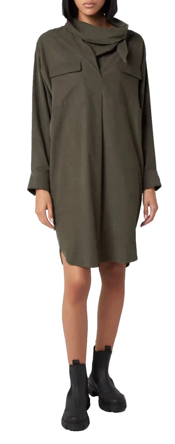 KENZO Midikleid Hemdkleid Cowl Neck Collar Midi Shirt Hemdblusenkleid Drapierter Cowl Neck mit Knopf-Detail – Bild 4 von 5