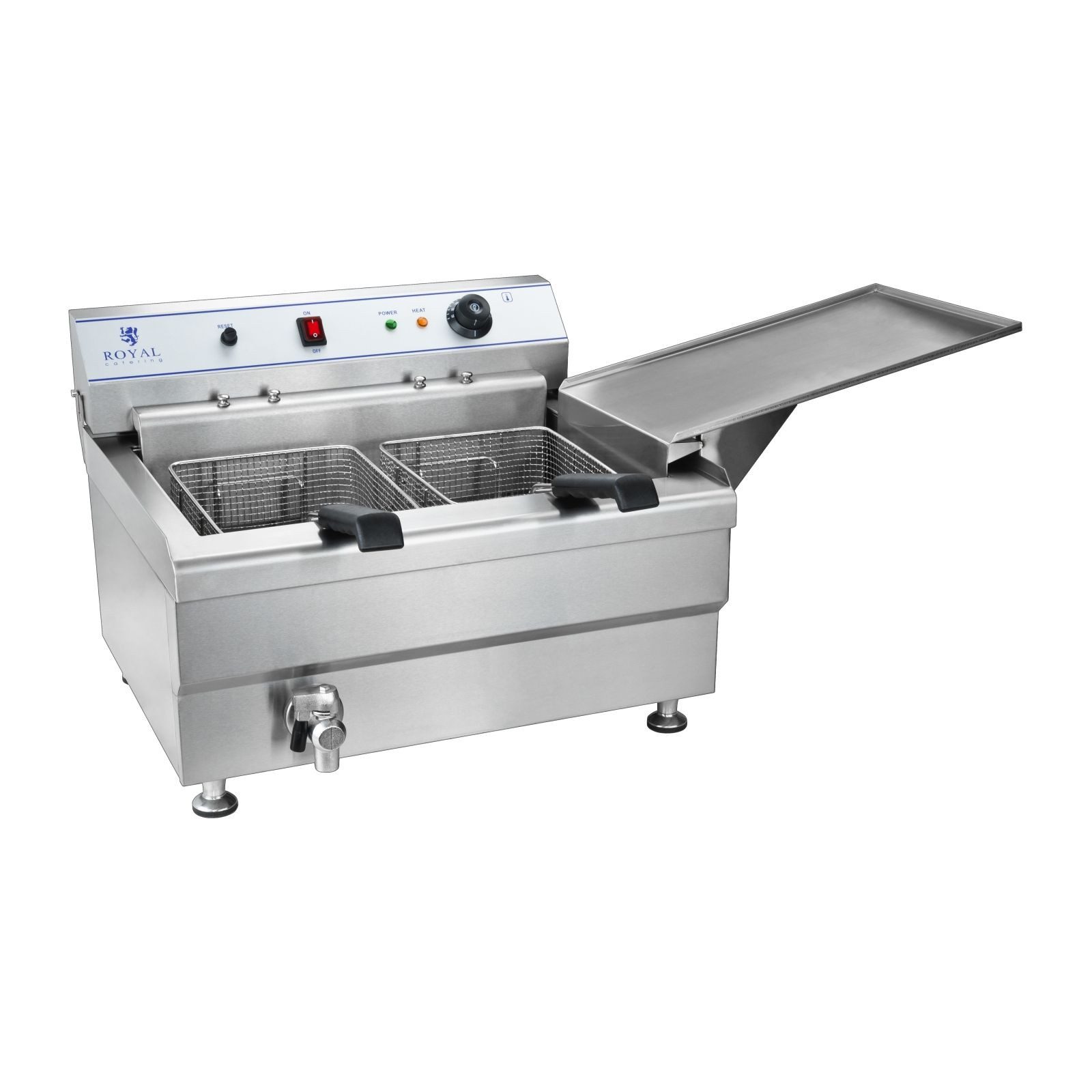 Royal Catering Fritteuse RCBG 30-2-B STH, 9000 W, Fettbackgerät 36 L Backgerät Friteuse Gastro Elektro 400 V 2 Körbe