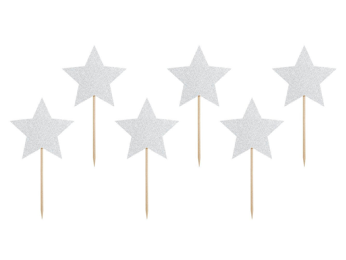 partydeco Топпер для торта, Cake Topper Stern 11,5cm silber 6er Set