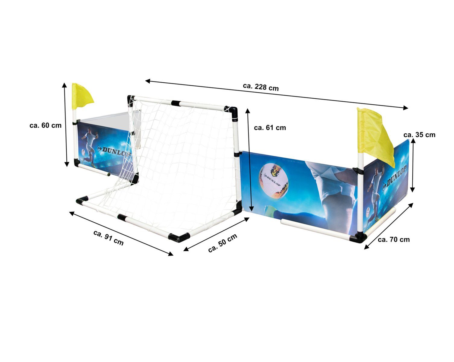 Dunlop Goal Eckfahnen, Fußball, Football mit (2 Ballpumpe Begrenzungsbanden mit Fußballtor Adapter), Fußballtor