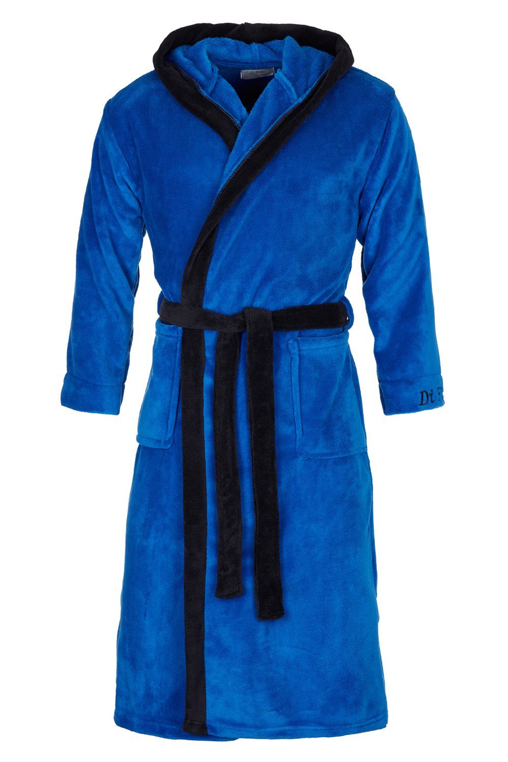 Di Ficchiano Bademantel Di Ficchiano Herren Bademantel MONZA mit Kapuze, wadenlang, Polyester, Weitenverstellung, Bindegürtel