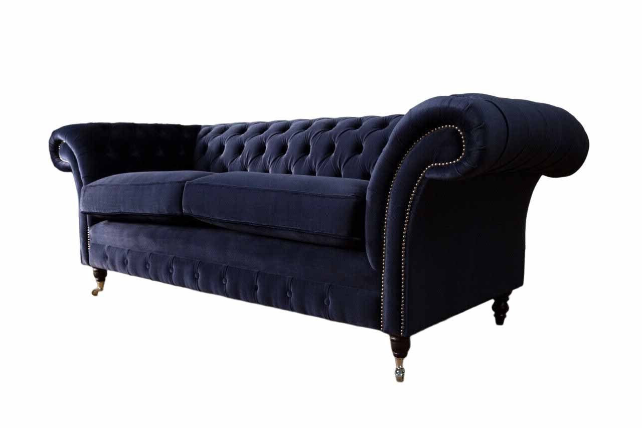 JVmoebel Chesterfield-Sofa, Sofa Dreisitzer Design Couch Textil Chesterfield Wohnzimmer Klassisch