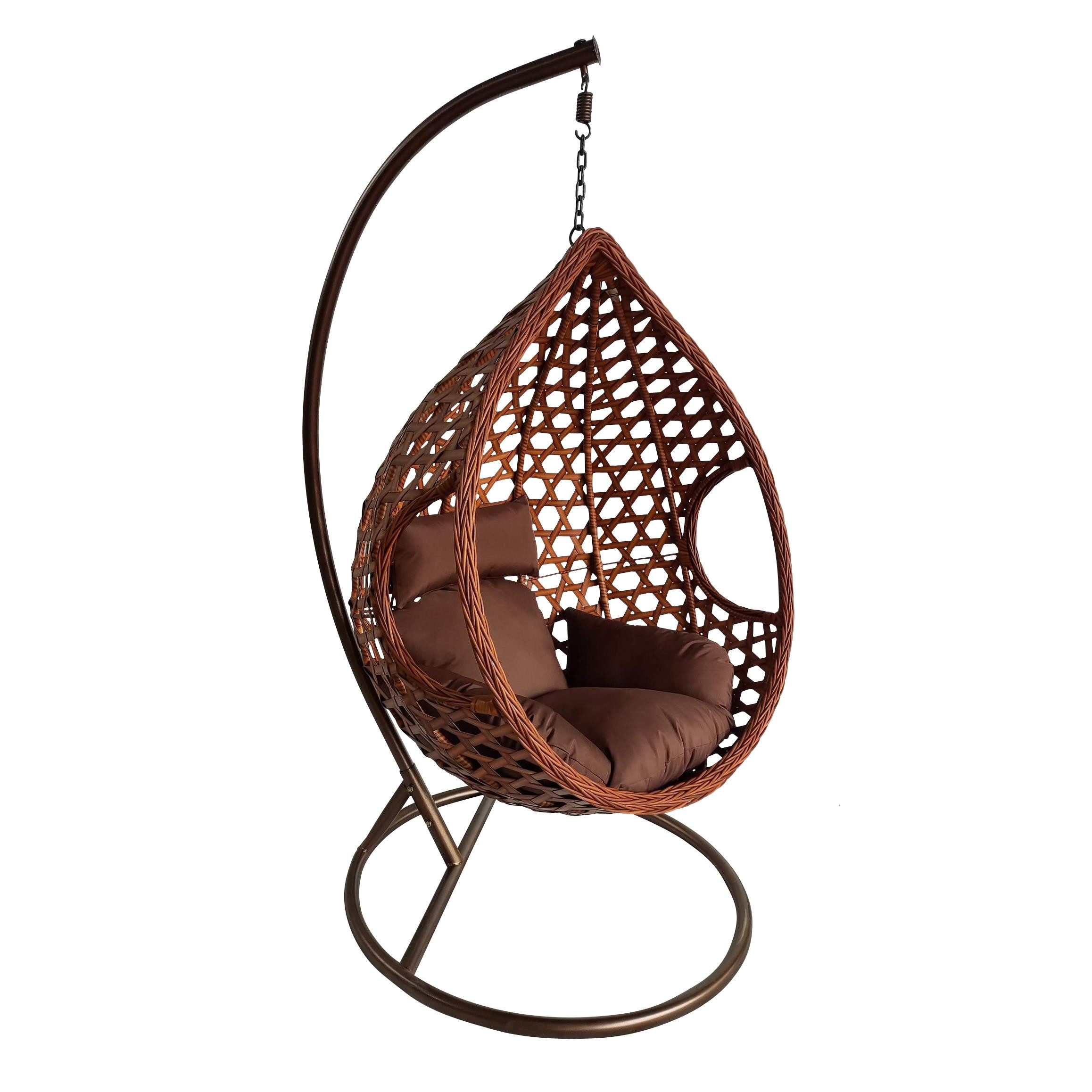 ESTEXO Hängesessel Polyrattan Outdoor Hängestuhl Rattan Gartenstuhl + Sitzkissen Braun