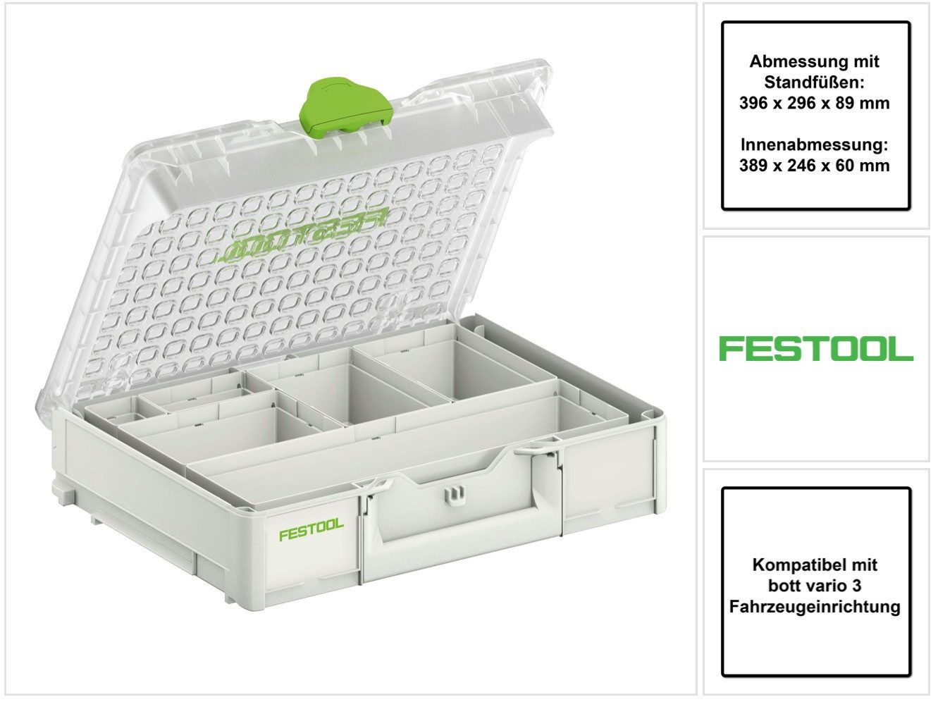 FESTOOL Werkzeugkoffer Systainer Organizer SYS3 ORG M 89 6xESB (204854) Kleinteile Koffer