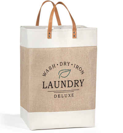 NORDIS DESIGN Wäschekorb "Kysta" aus natürlicher Baumwolle, Leinen und Polyester, faltbar mit XL-Kapazität