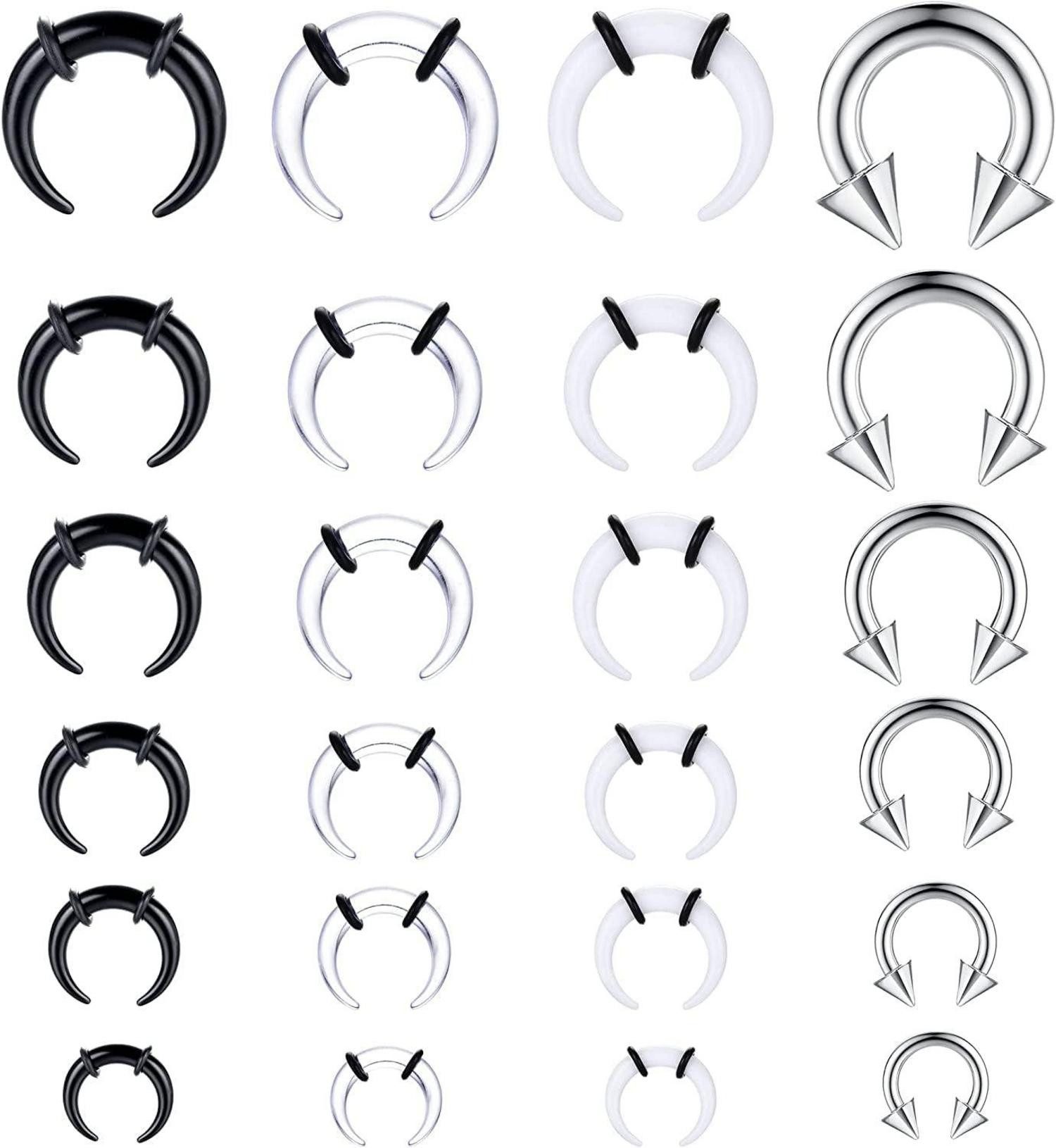 Diamday Dehnsichel-Set 24 Stück Acryl Pincher Tapers Septum Ringe Nasenringe Set Ohrdehner
