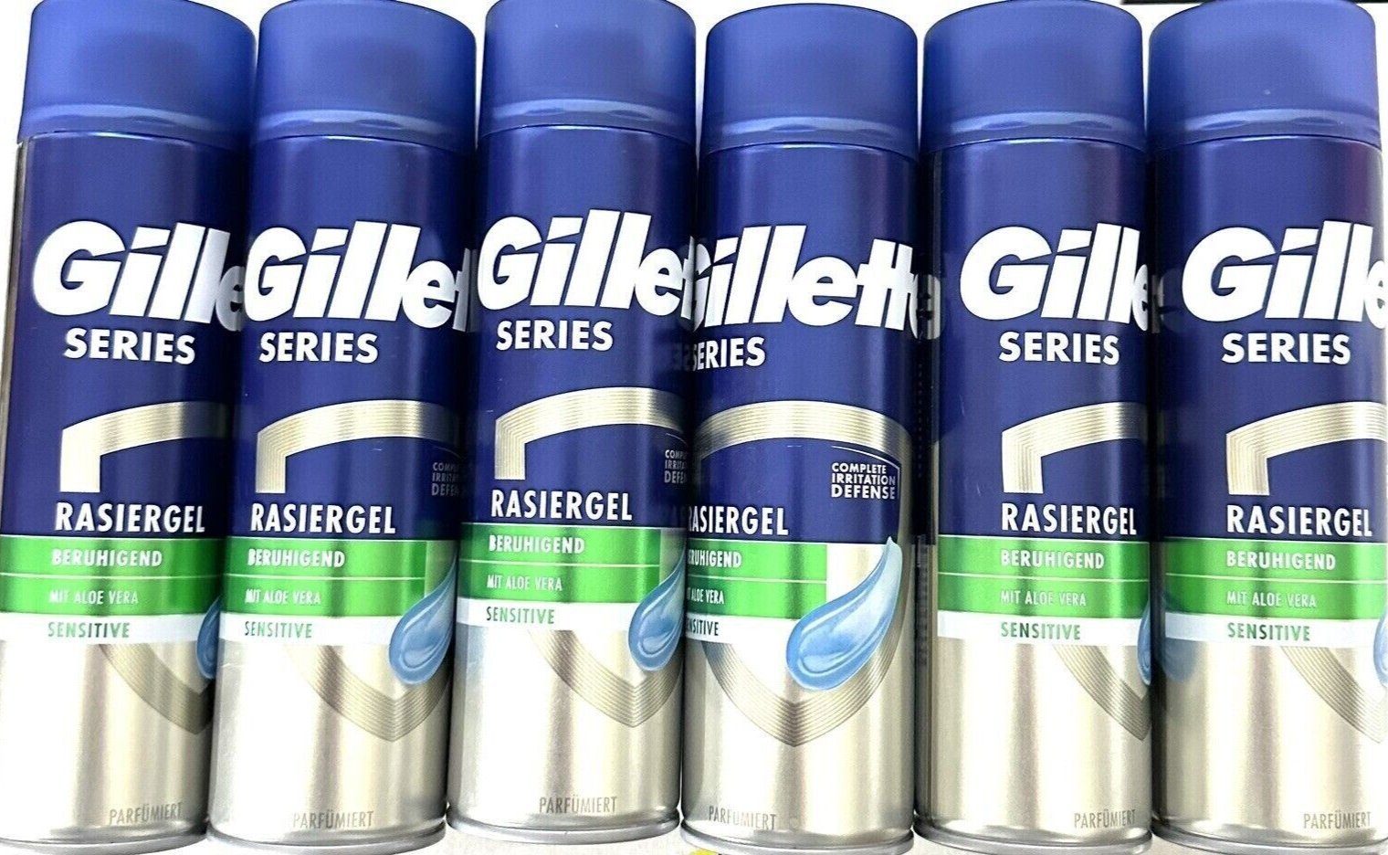 Gillette Rasiergel mit Series Gillette Beruhigend Rasiergel Aloe 6x Vera, 6-tlg.