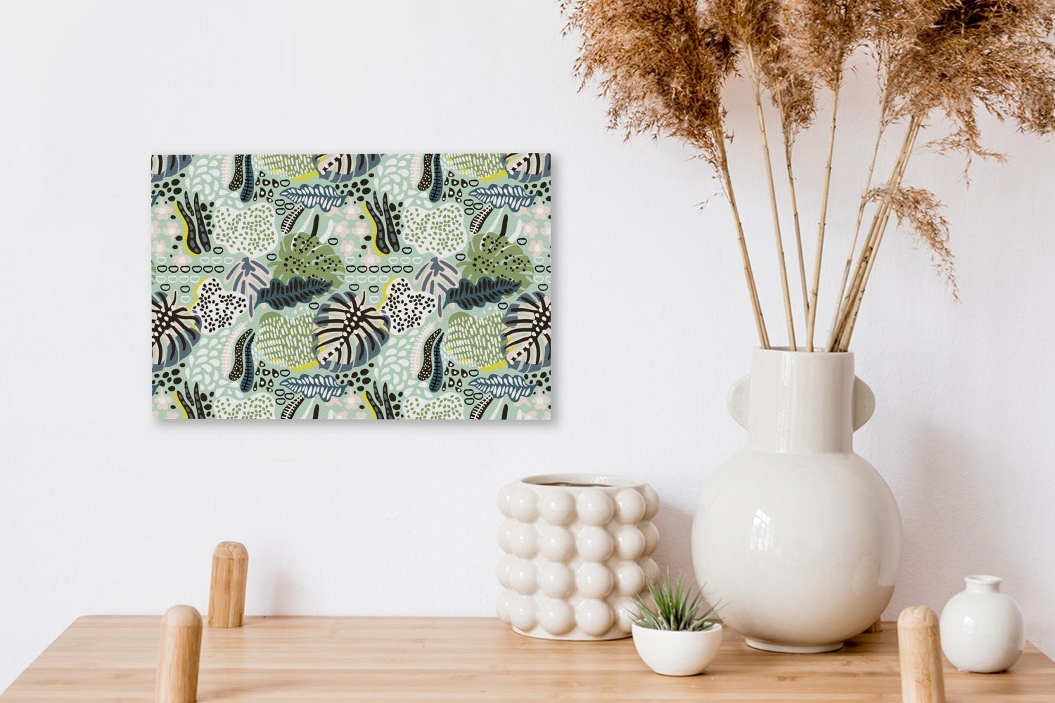 Aufhängefertig, Leinwandbild Leinwandbilder, - OneMillionCanvasses® - Formen Muster, Wandbild Dschungel (1 Pflanzen St), 30x20 cm - Wanddeko,