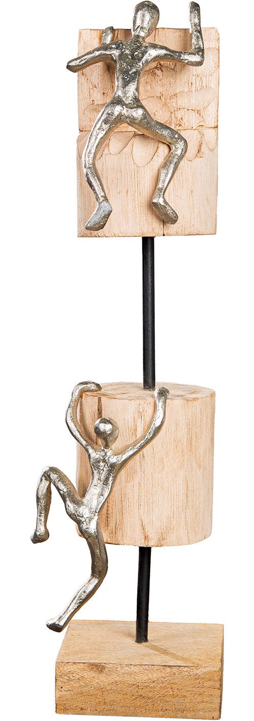 GILDE Skulptur Skulptur Person; rund Climbing naturfarben (1 St), Motiv Kletterer Wanddeko moderne Skulptur Erfolgssymbol