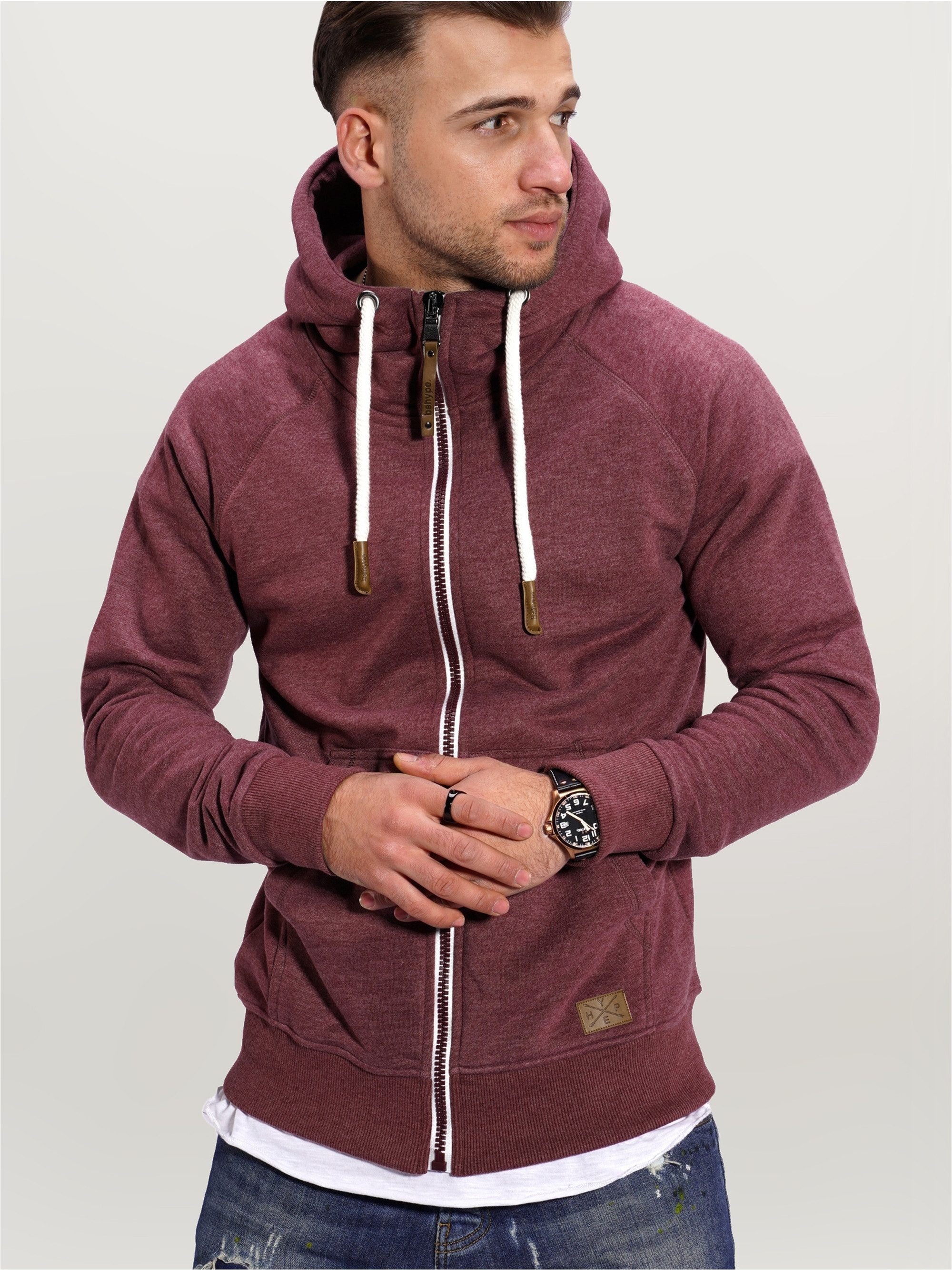 behype Sweatjacke BHTANSER mit praktischem Kordelzug