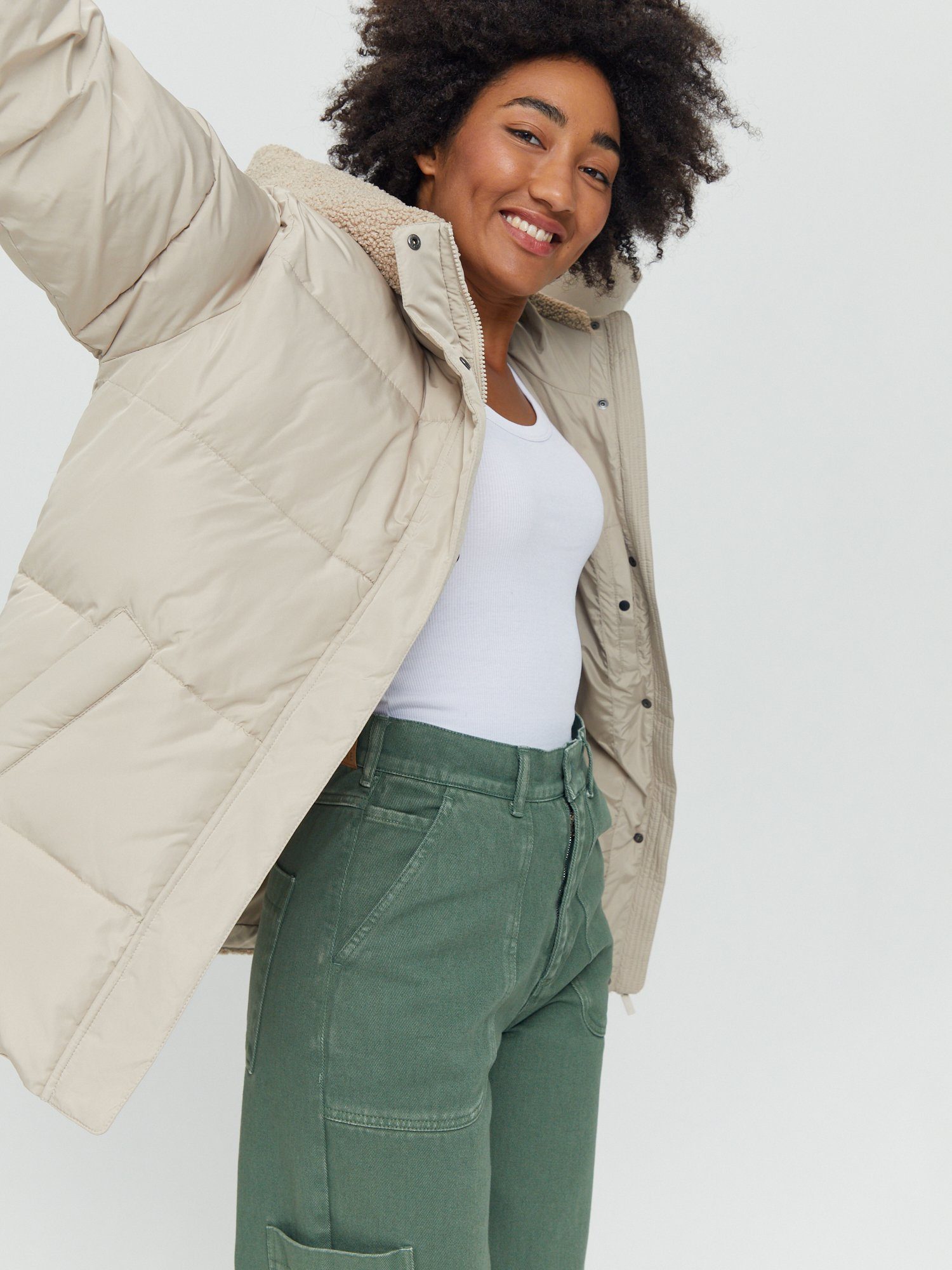 taupe light Winterjacke gefüttert warm Puffer MAZINE Peyla Jacket