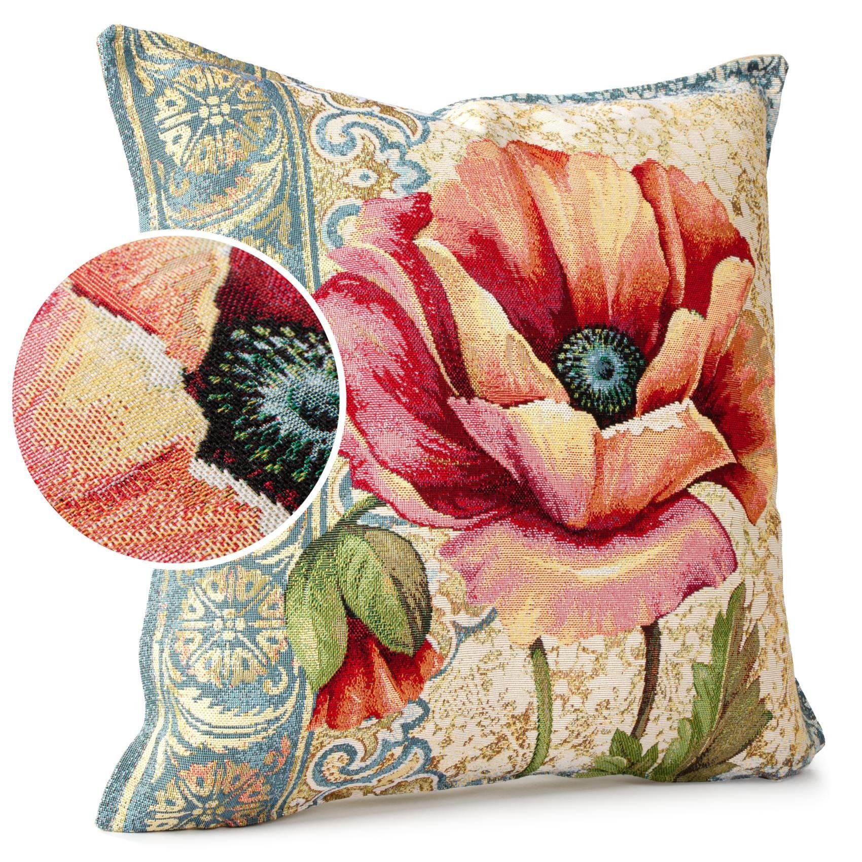 ANRO Dekokissen Jacquard Gobelin Kissenbezug 45x45 cm waschbar Klassik Deko günstig online kaufen