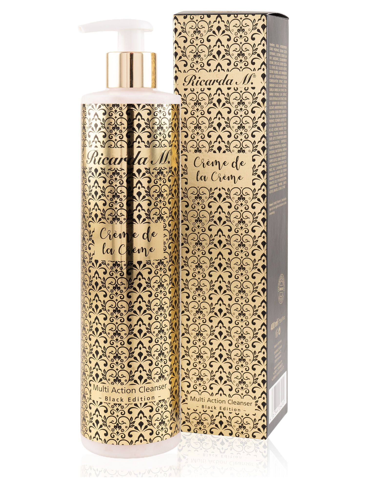 Ricarda M. Gesichtsreinigungsgel Crème de la Crème Action Cleanser Black Edition, Anti-Aging Reinigungspeeling mit Exosomen, Gold & Micro Silver