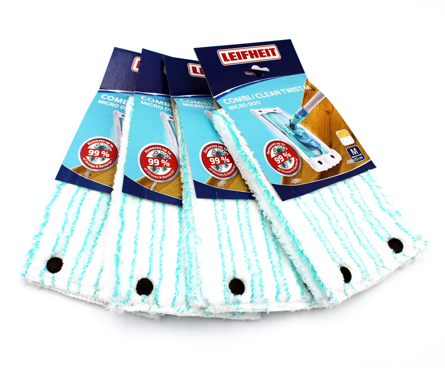 Leifheit 55320 Clean Twist System M micro duo Wischbezug 4er-Pack Wischbezug