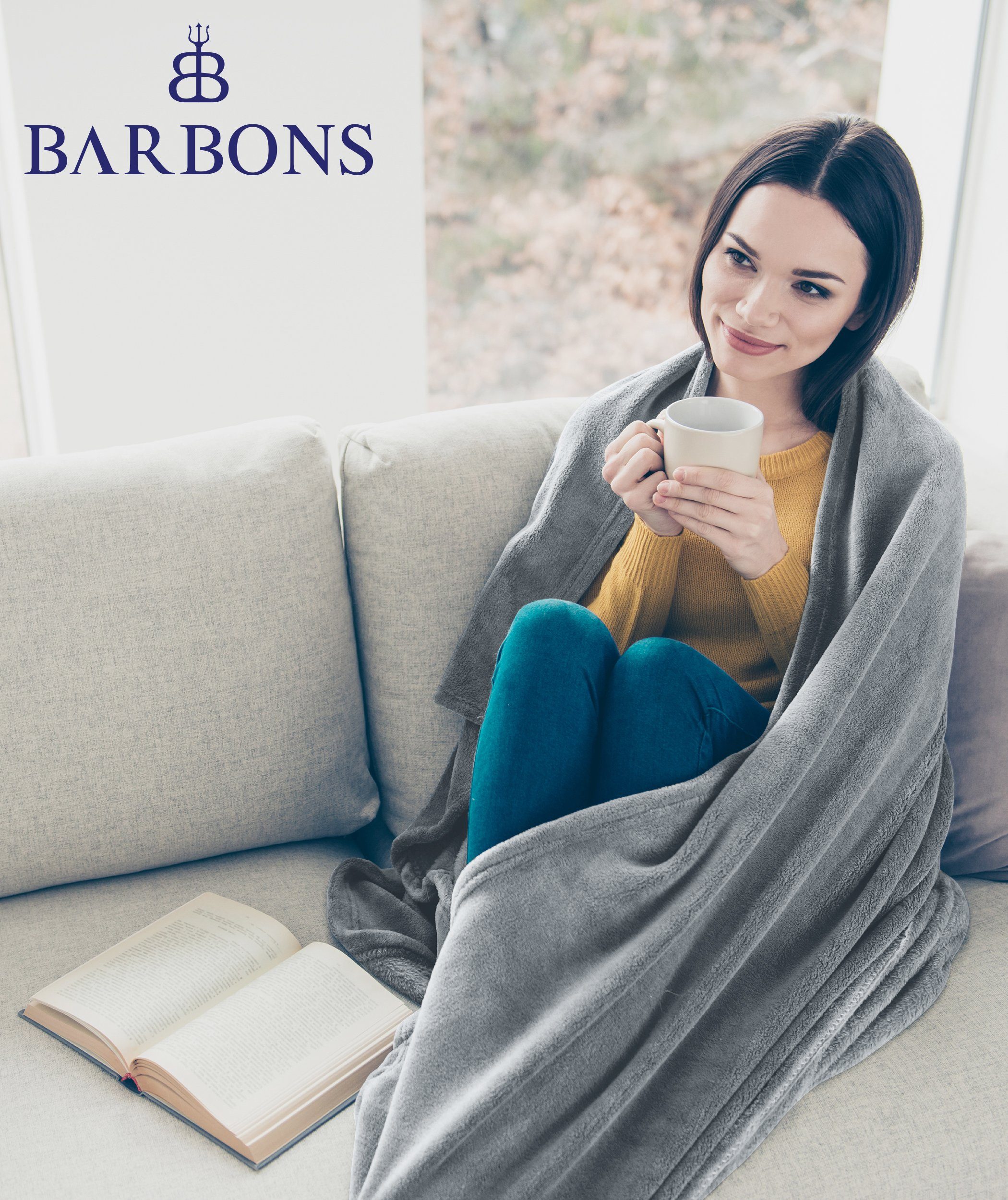 Wohndecke Flauschige Kuscheldecke, weiche Fleecedecke, Sofa Überwurfdecke, BARBONS