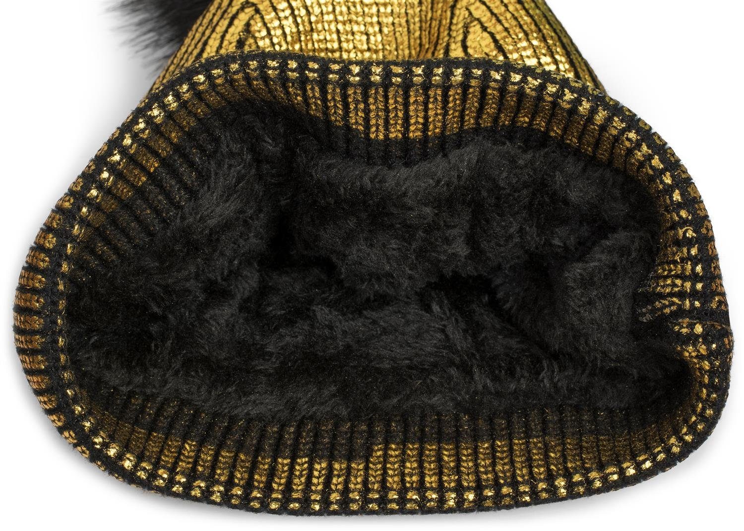 styleBREAKER Bommelmütze Metallic Winter Strick Bommelmütze (1-St) günstig online kaufen