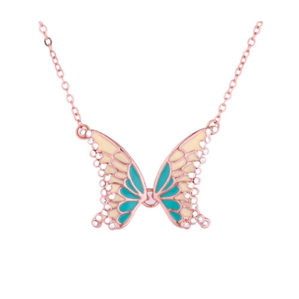 BUNGSA Ketten-Set Kette Schmetterling Rosegold aus Messing Damen (1-tlg), Halskette Necklace