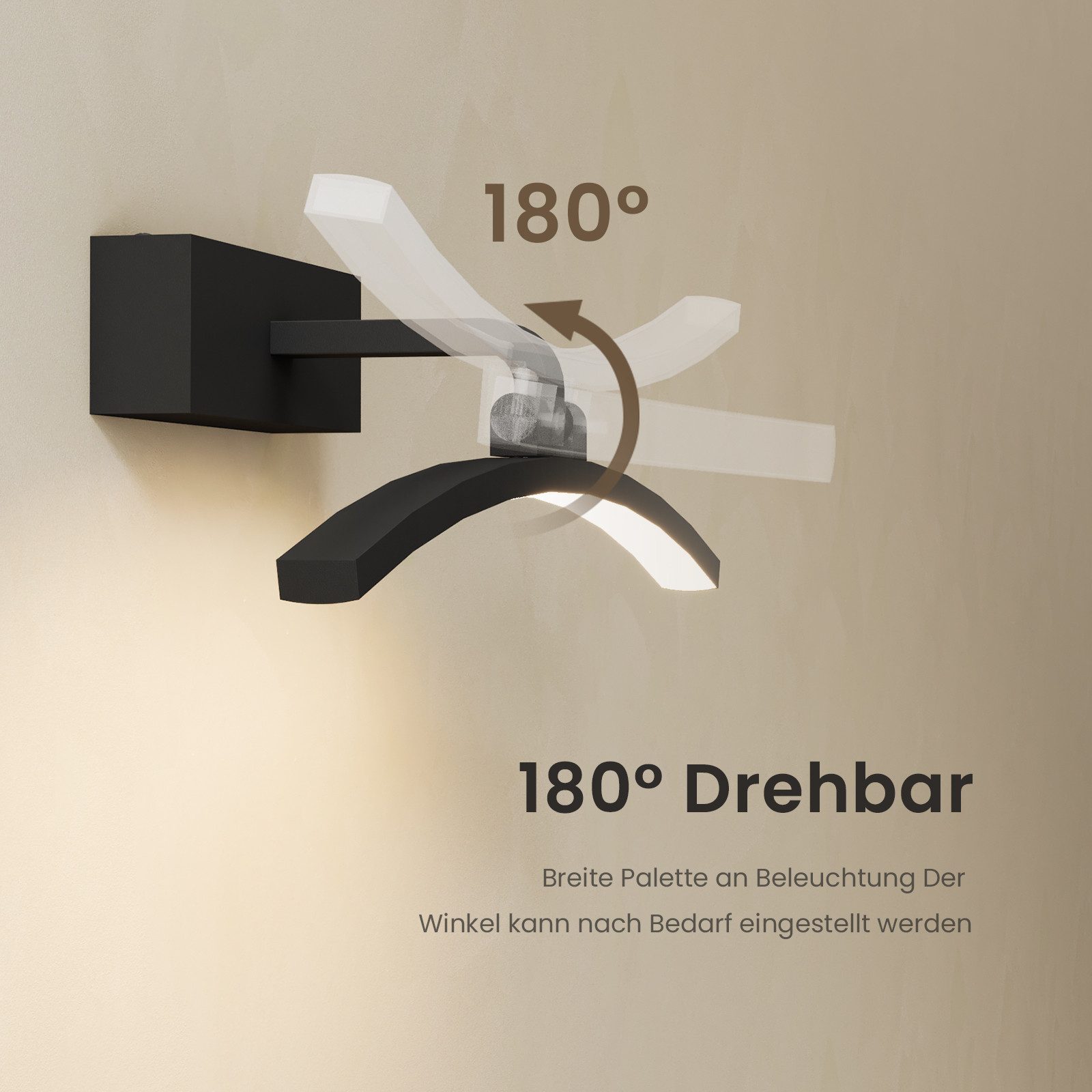 EMKE LED Spiegelleuchte Spiegellampen für das bad spiegelleuchte badezimmer 40cm, 180° drehbar spiegelleuchte led BadSpiegelschrank Beleuchtung 4000K