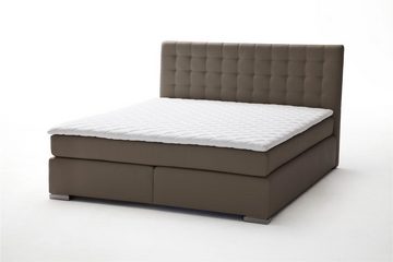 möbelando Boxspringbett Lenno, Boxspringbett Lenno mit Kunstleder braun, Liegefläche 180x200 cm, Kopfteil gesteppt, Metallfüße gebürstet