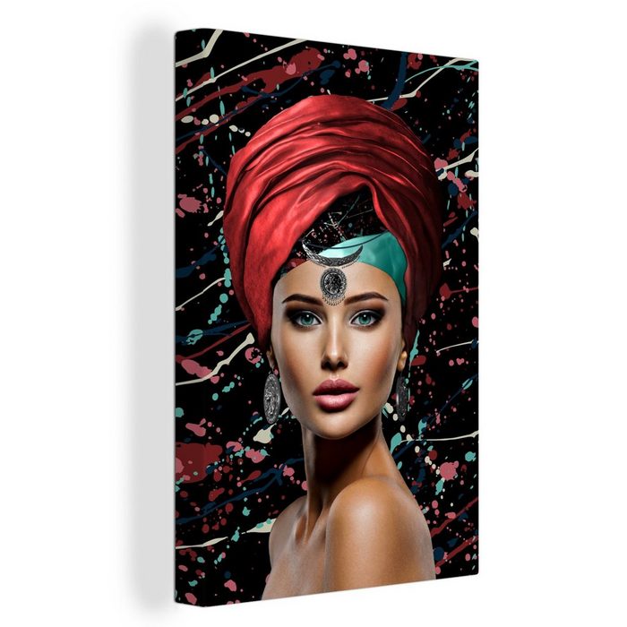 OneMillionCanvasses® Leinwandbild Frau - Abstrakt - Rot (1 St) Leinwandbild fertig bespannt inkl. Zackenaufhänger Gemälde