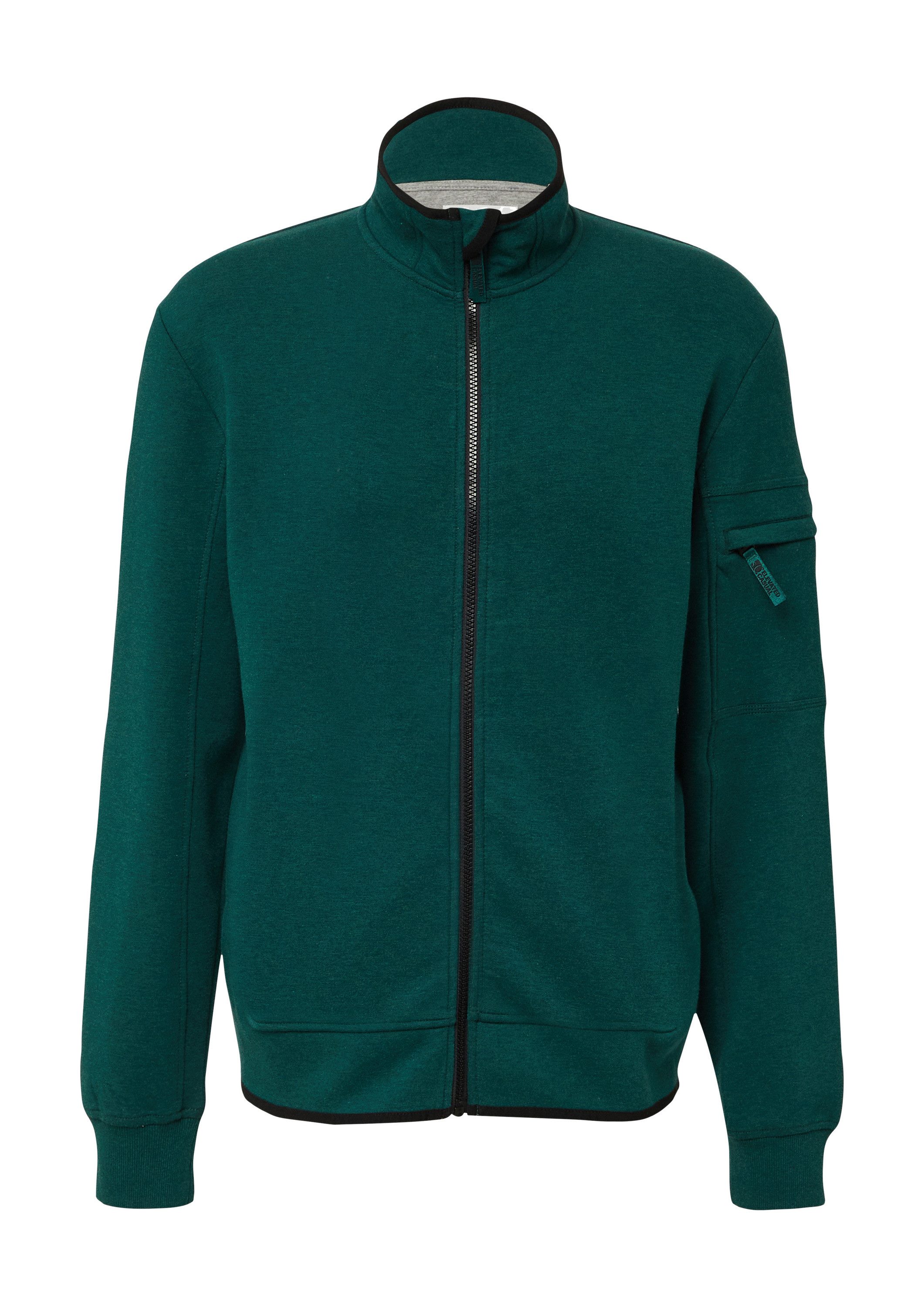 s.Oliver Sweatjacke Sweatshirt Jacke Melierte Sweatjacke mit Ärmeltasche