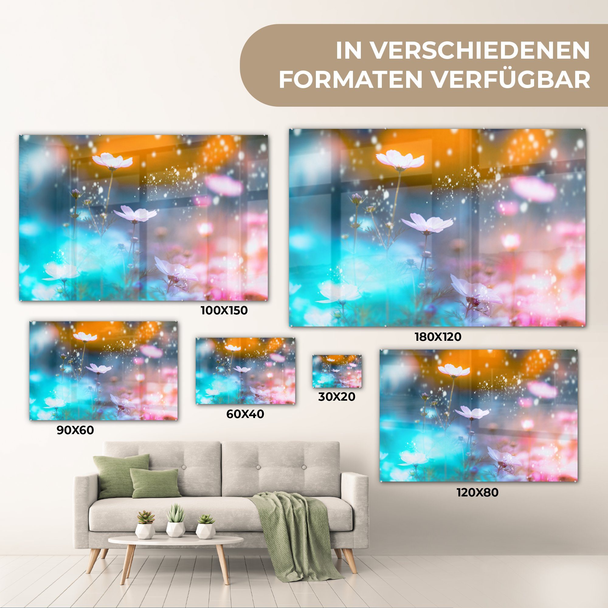 - Blumen Farben, Acrylglasbild - Schlafzimmer Frühling & (1 St), Wohnzimmer Acrylglasbilder MuchoWow