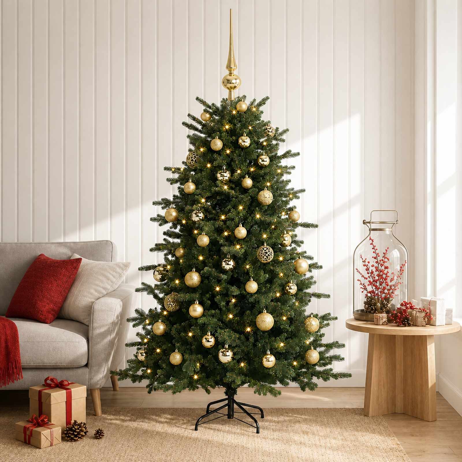 vidaXL Künstlicher Weihnachtsbaum 90 x 120 cm Künstlicher Weihnachtsbaum mit Weihnachtskugel 120 cm 150