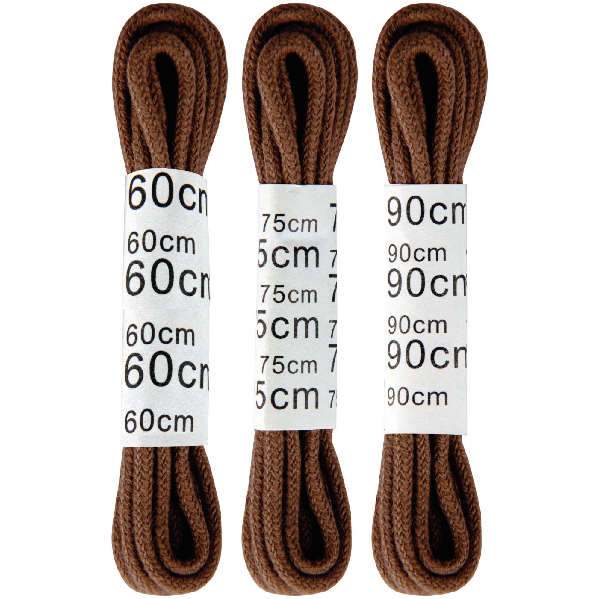 Bestgoodies Schnürsenkel Standart, Allrounder-Senkel für jede Situation o. Anlass, 3er-Set 60cm/75cm/90cm