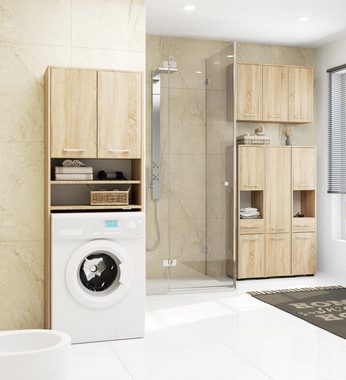 Home Collective Waschmaschinenumbauschrank 64x30x180cm, Badezimmer Hochschrank, mit 2 Türen und 4 Regalen Badschrank Badregal Flur sonoma