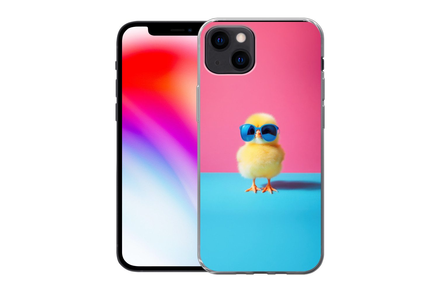 MuchoWow Handyhülle für Apple iPhone 13 Chick - Sonnenbrille - Blau, Smartphone-Bumper, Print, Handy Schutzhülle Dünn