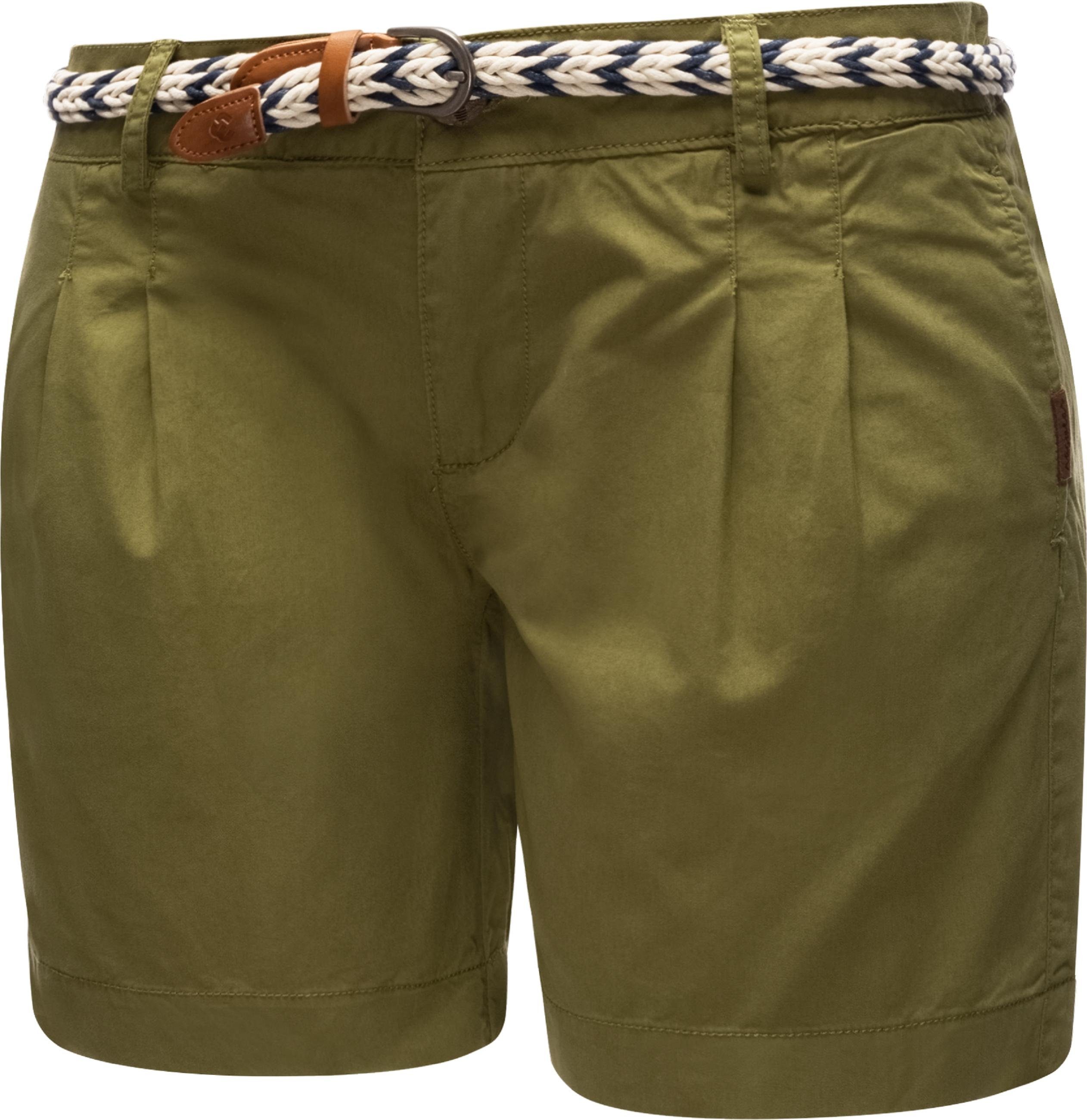 Ragwear Shorts Tetto Organic (2-tlg) leichte kurze Baumwollhose mit  modischem Flechtgürtel, Moderne Damen Chino Shorts m. edlem Flechtgürtel  von Ragwear