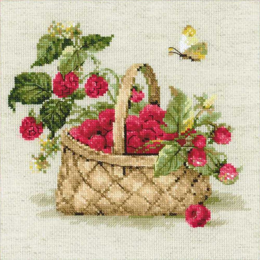 Riolis Kreativset Riolis Stickbild-Set "Korb mit Himbeeren", Zählmuster, (embroidery kit by Marussia)