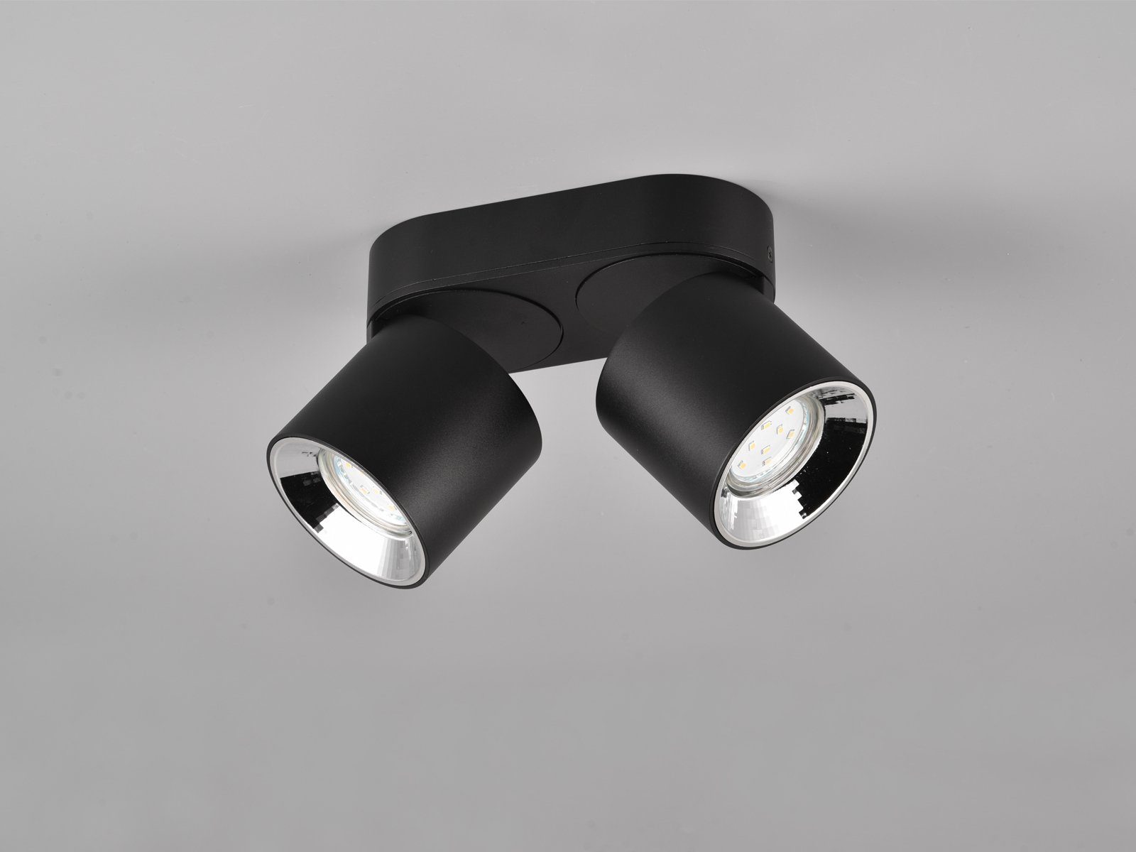 TRIO Leuchten LED Deckenstrahler, Dimmfunktion, LED wechselbar, Warmweiß, Wandstrahler innen, dimmbar über Schalter, Aufbauspots Schwarz 18cm