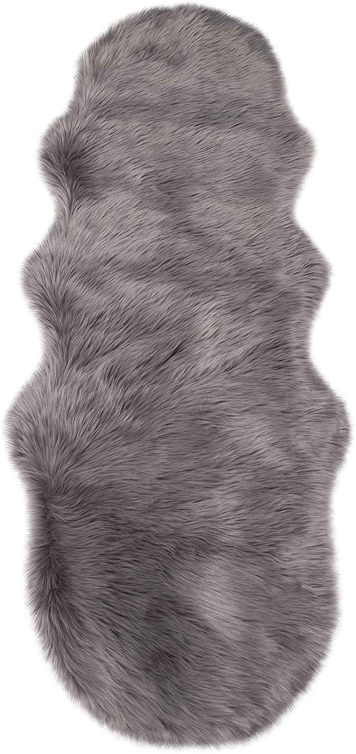 Woltu Teppich, Faux Lammfell Schaffell, Sofa Matte Bettvorleger, 60x180 cm